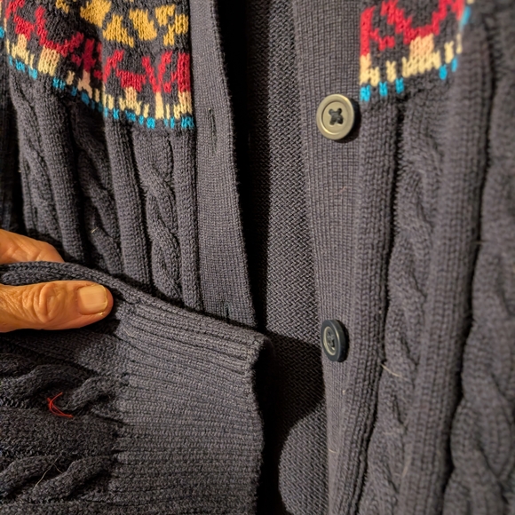 Woman Within Navy Cardigan with Colorful Pattern 3X New Without Tags - Picture 10 of 16